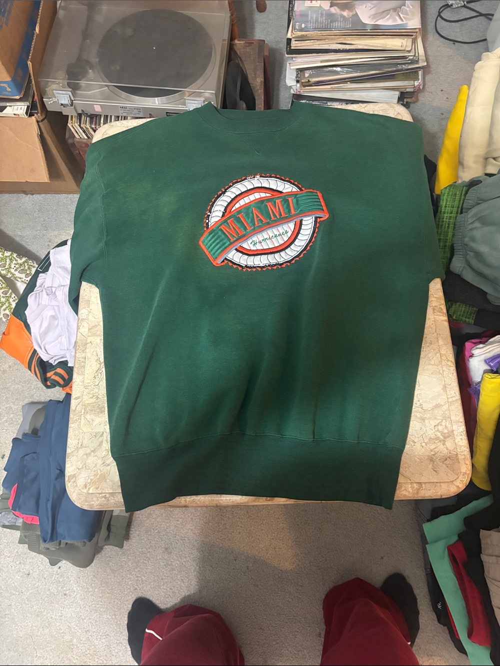 Embroidered Miami Crewneck Sweater - Dark Green